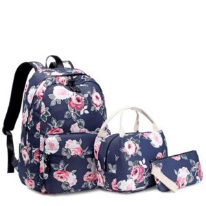 Mochila Kit  Floral com Lancheira Termica e uma Bolsa Porta Celular